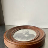 Cadre ovale en bois antique, 19,5 cm x 15,5 cm