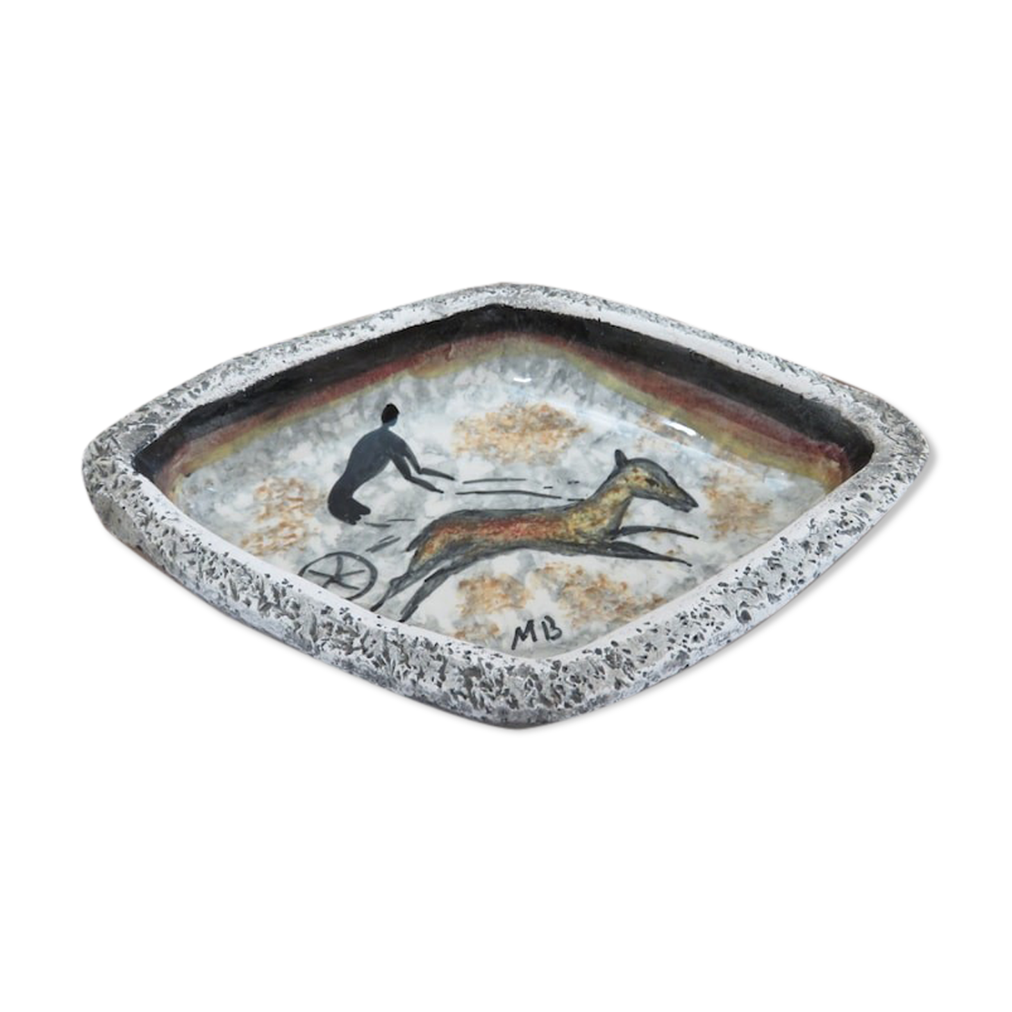 Empty ceramic rock pocket signed 60s