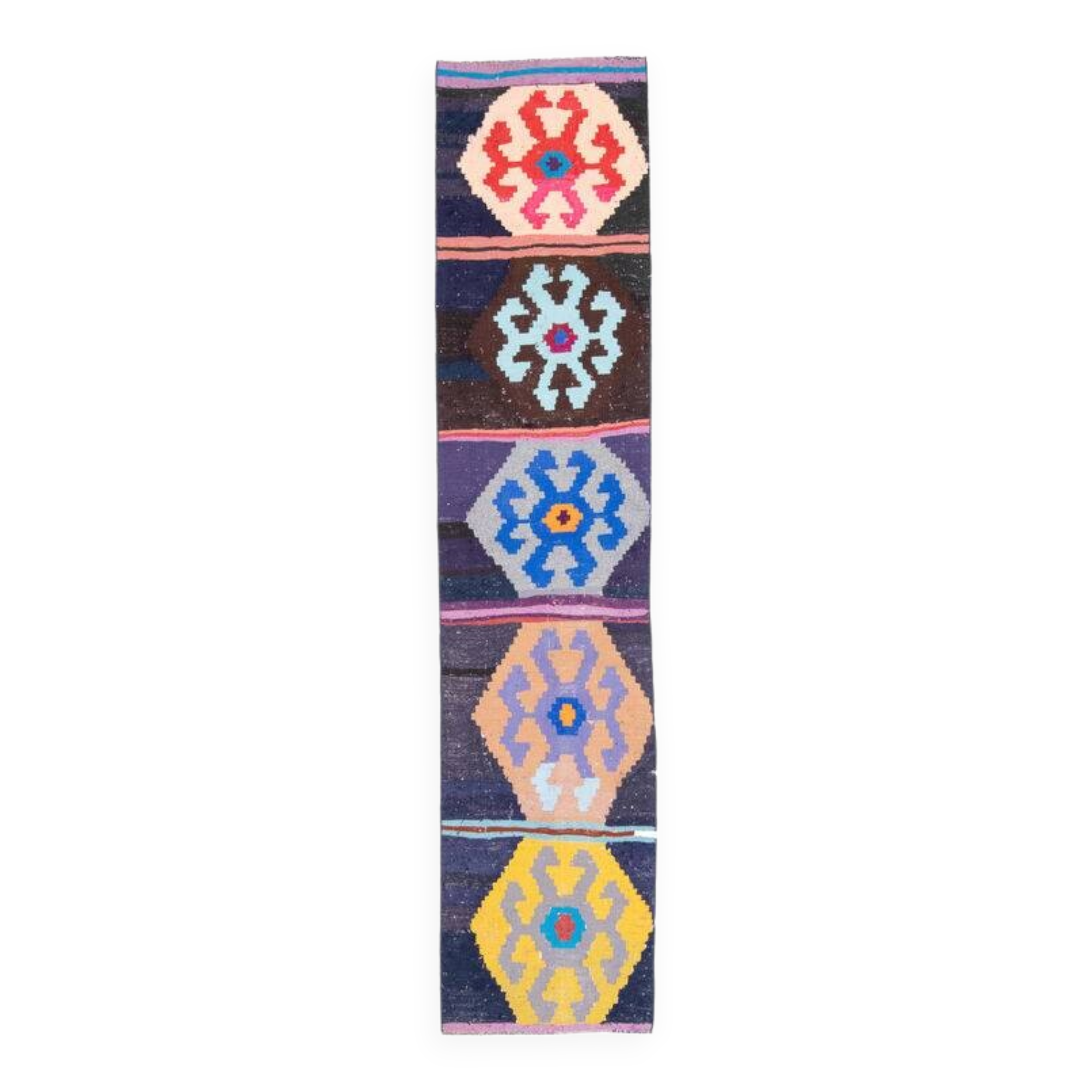 Tapis couloir kilim Oushak à tissage plat 58x268 cm