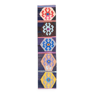 Flat-woven Oushak kilim hallway rug 58x268 cm
