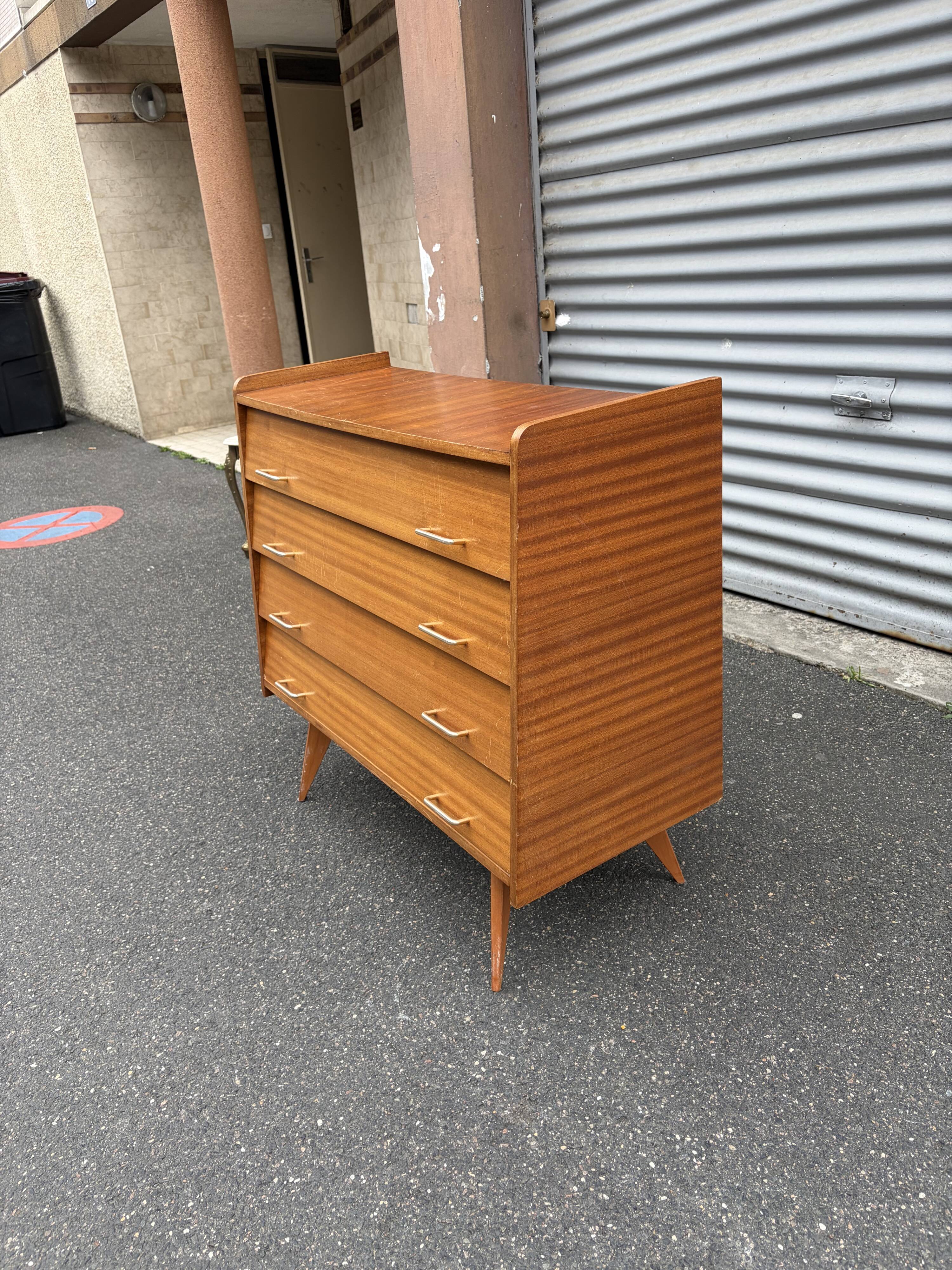 Vintage chest of drawers 1960s | scandinavian design | compass legs | 4 drawers