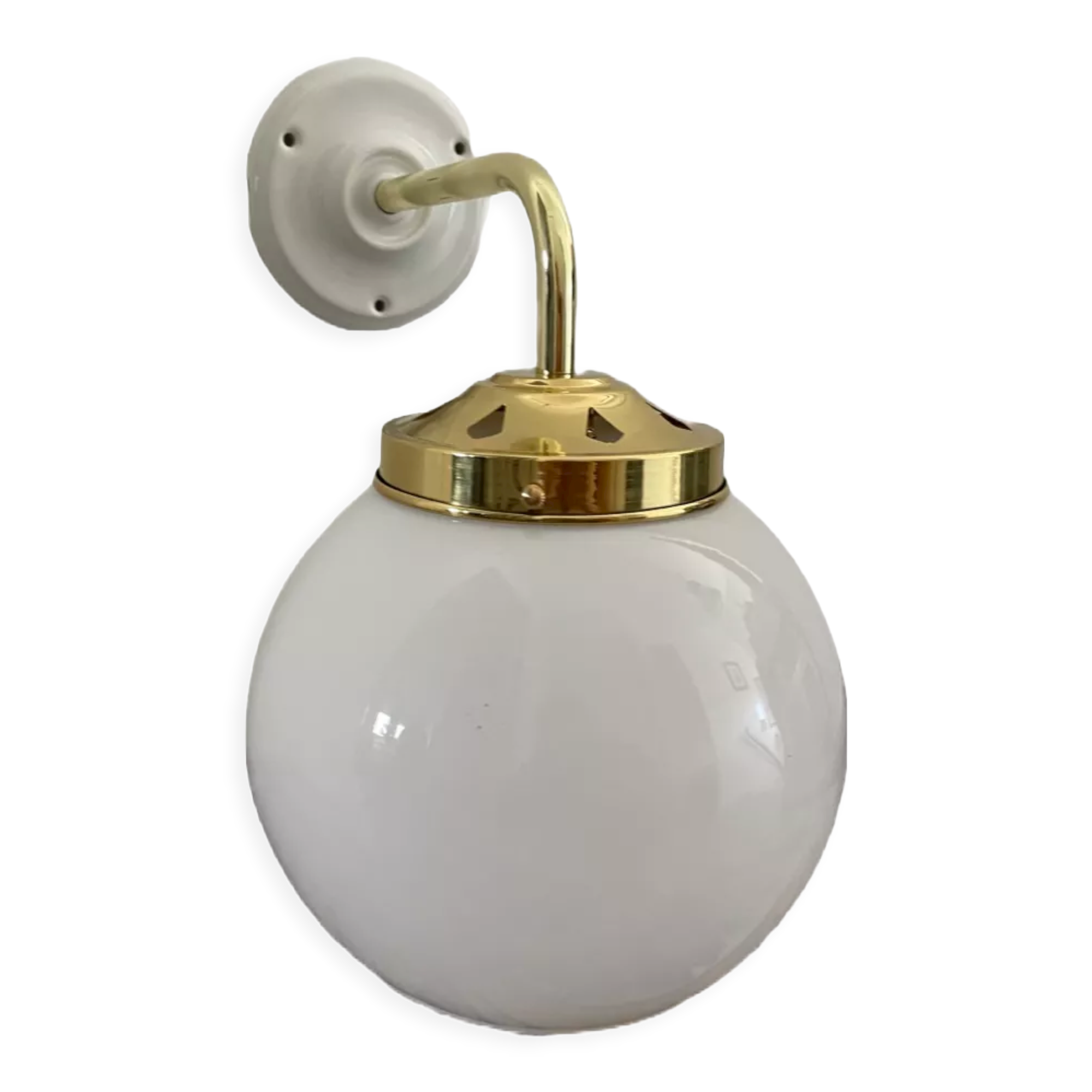 Vintage white opaline wall lamp