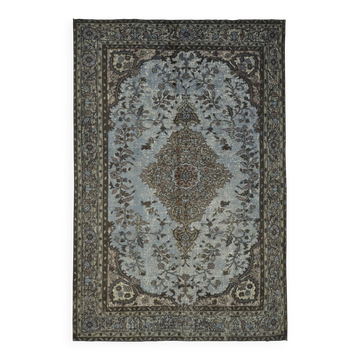 Overdyed Wool Vintage Handmade Carved Rug 172 cm x 267 cm