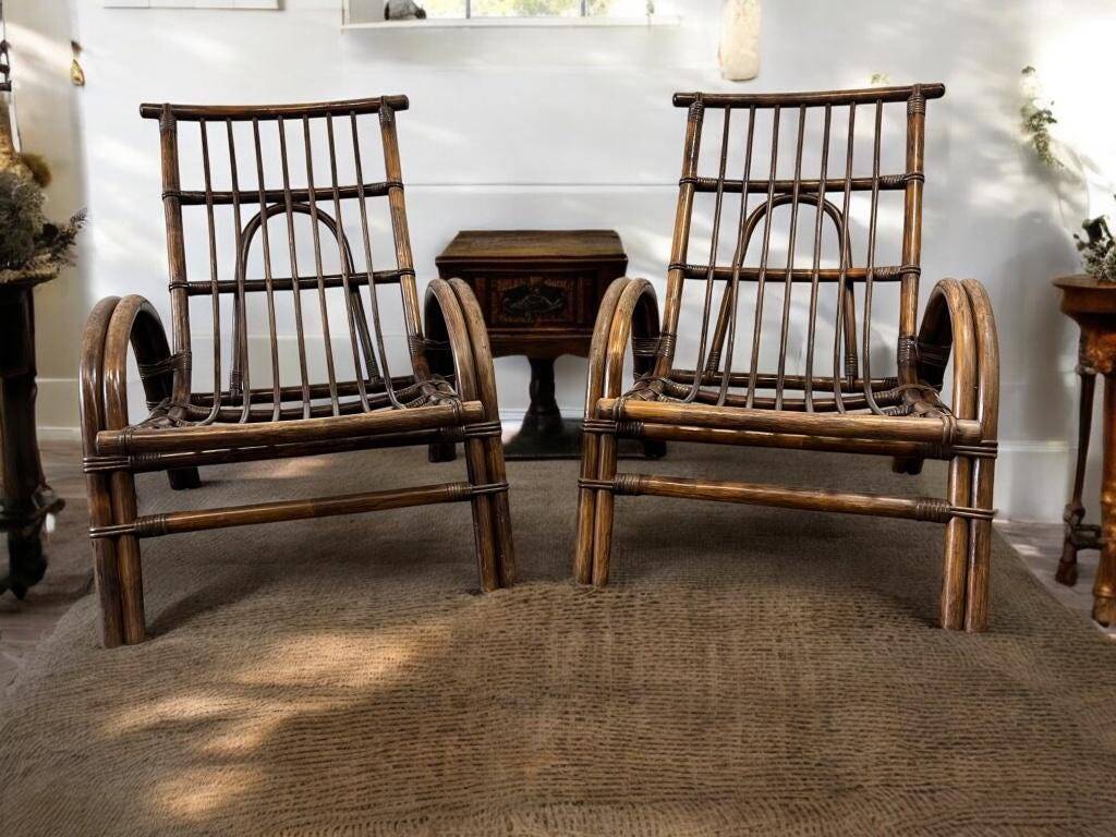 2 fauteuils vintage en rotin