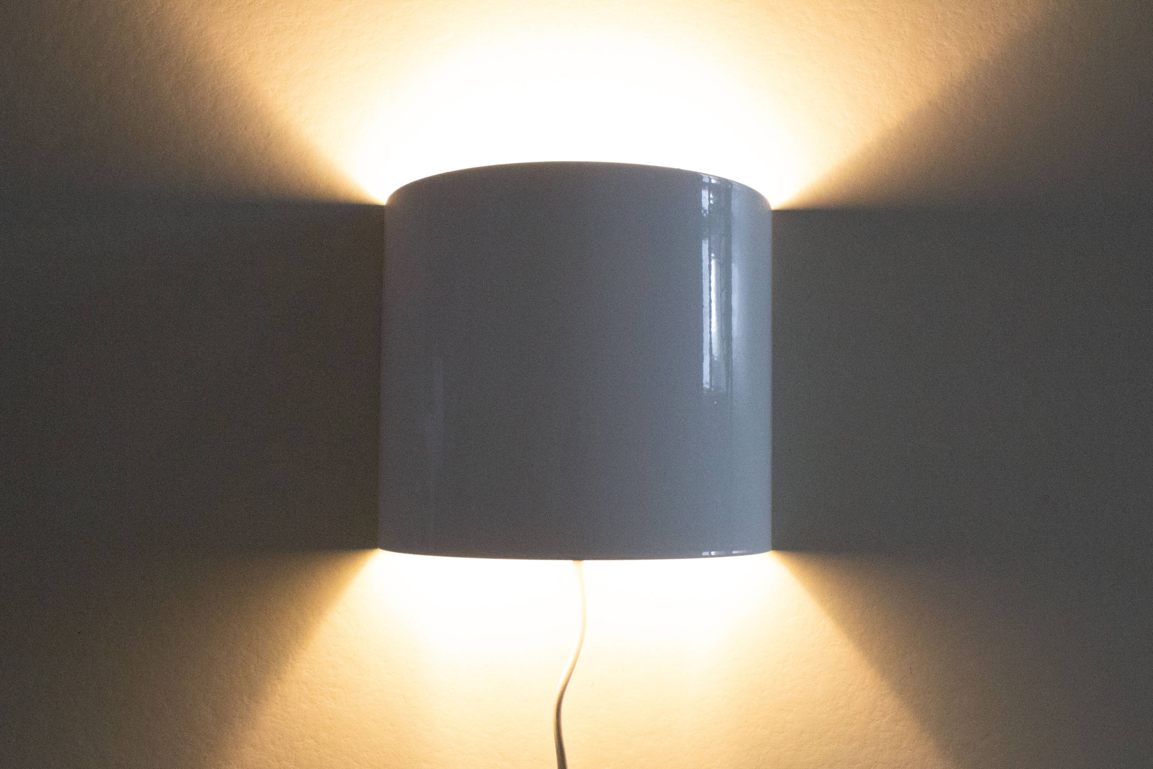 Vintage half round wall lamp - white metal