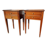 Paire de chevet style Louis XVI chêne 2 tiroirs pieds fuseaux