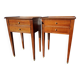 Pair of Louis XVI style oak bedside tables with 2 drawers and spindle legs