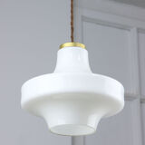 Mid-century white & brass pendant lamp