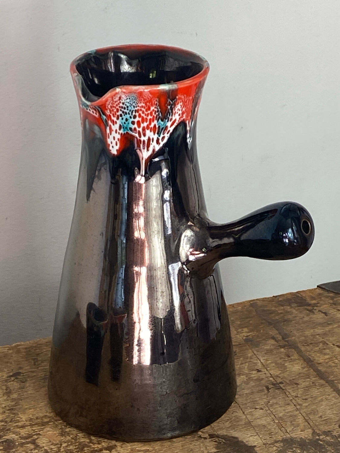 Pitchers and cups, iridescent ceramic, Vallauris