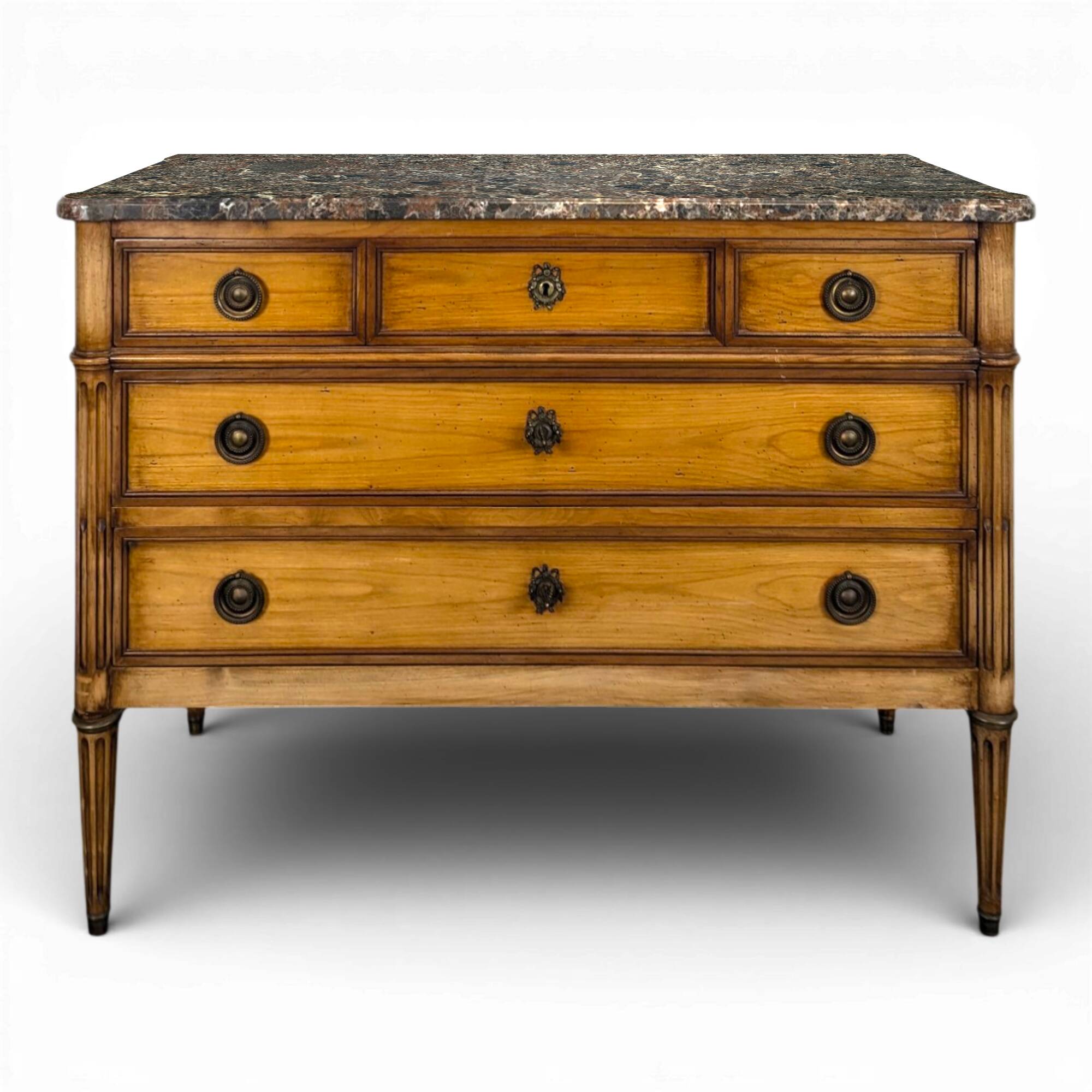 Commode de style Louis XVI en merisier marbre des pyrénées
