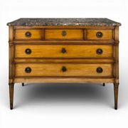 Louis XVI style chest of drawers in cherry wood with Pyrenean marble.
