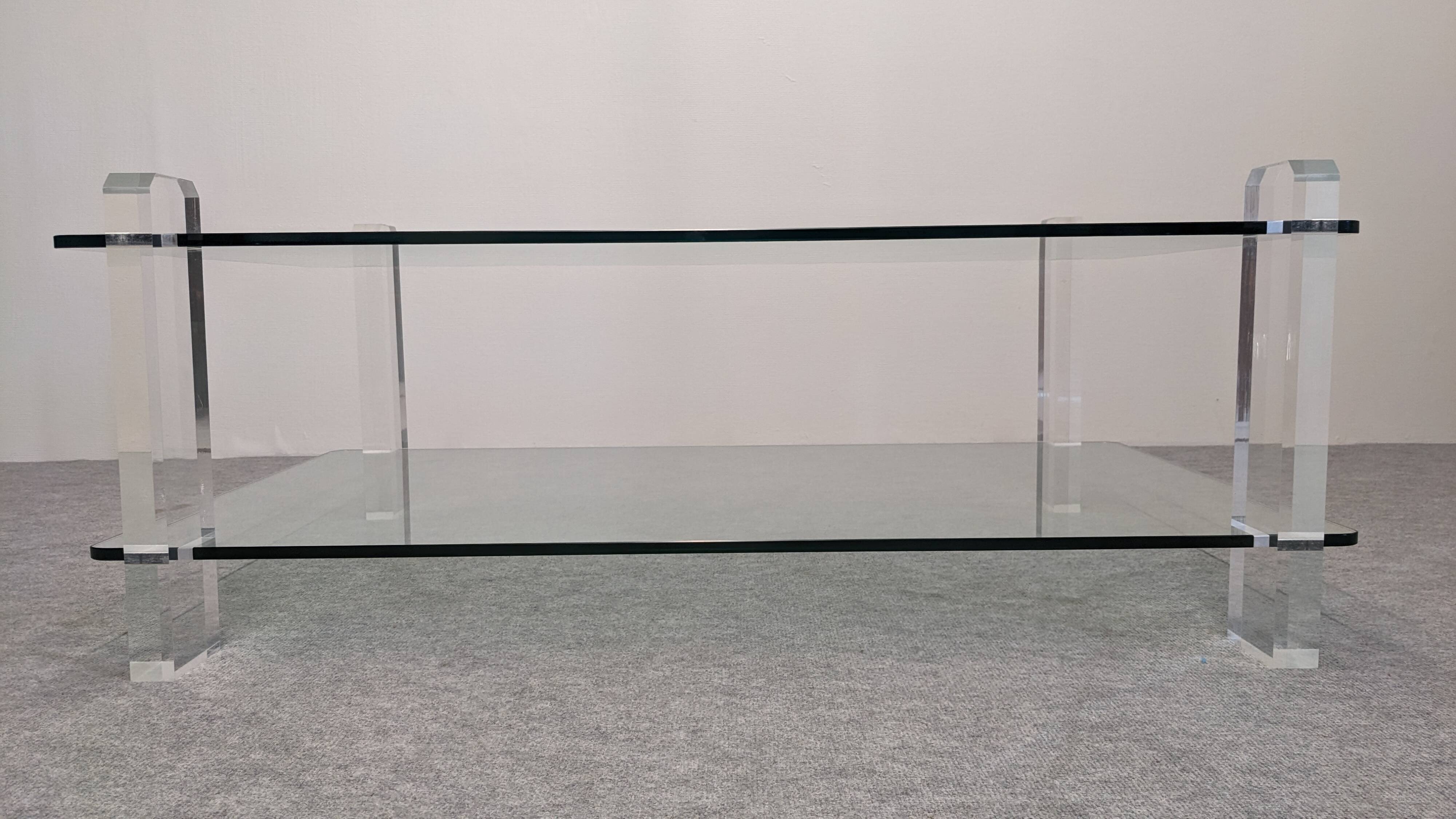 Glass and Lucite coffee table by Karl Springer, USA circa 1980