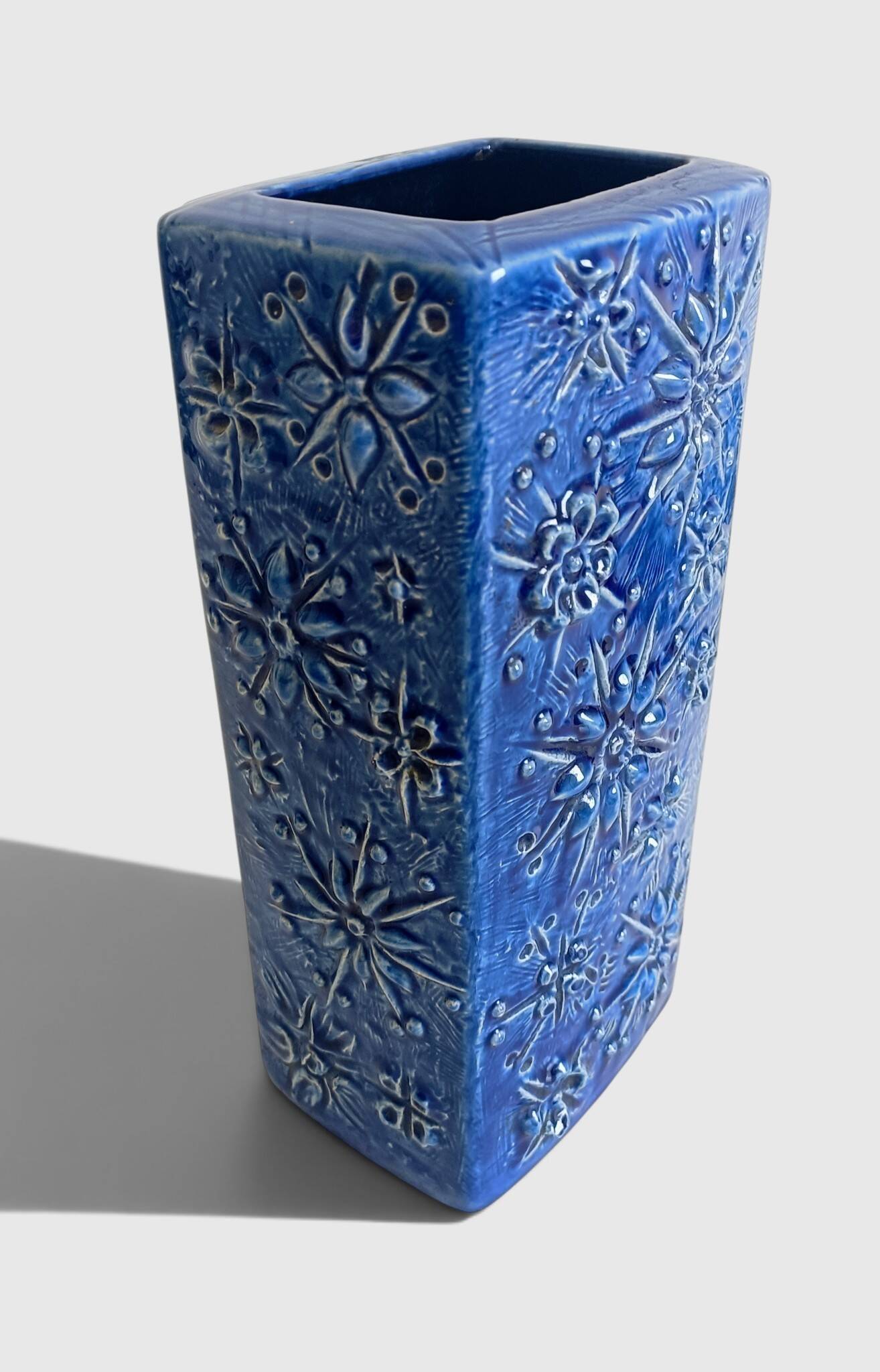1960s Scheurich Kosmos Décor Sculptural Cobalt Blue Vase, West Germany