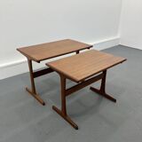 2 tables d’appoint gigognes danoise en teck par Kai Kristiansen pour Vildbjerg