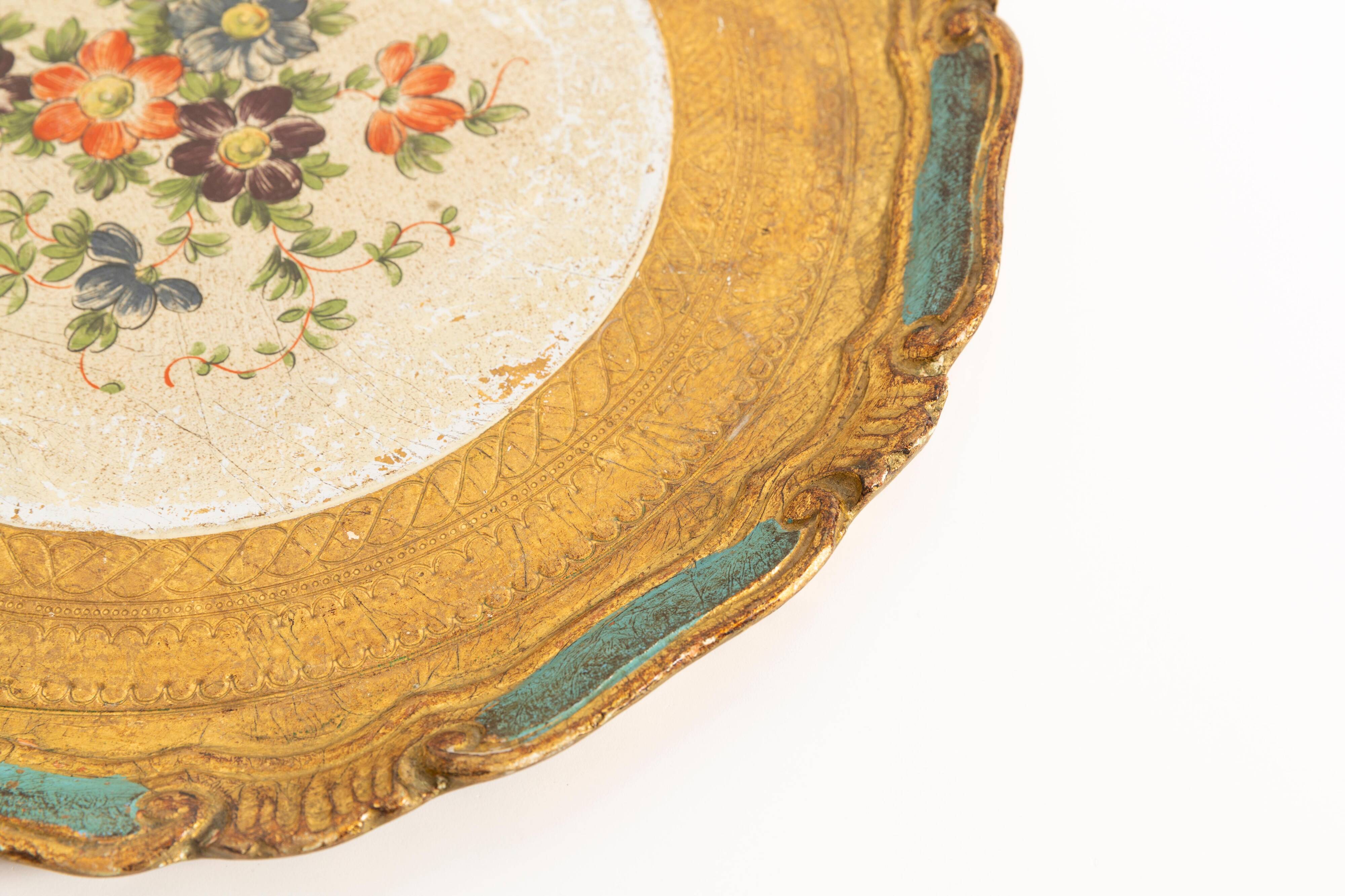 Vintage light blue decorative wooden plate, Italy, 1960s.