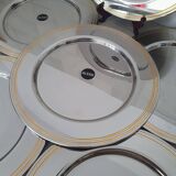 Alessi Ettore Sottsass / 6 large stainless steel presentation plates 18/10