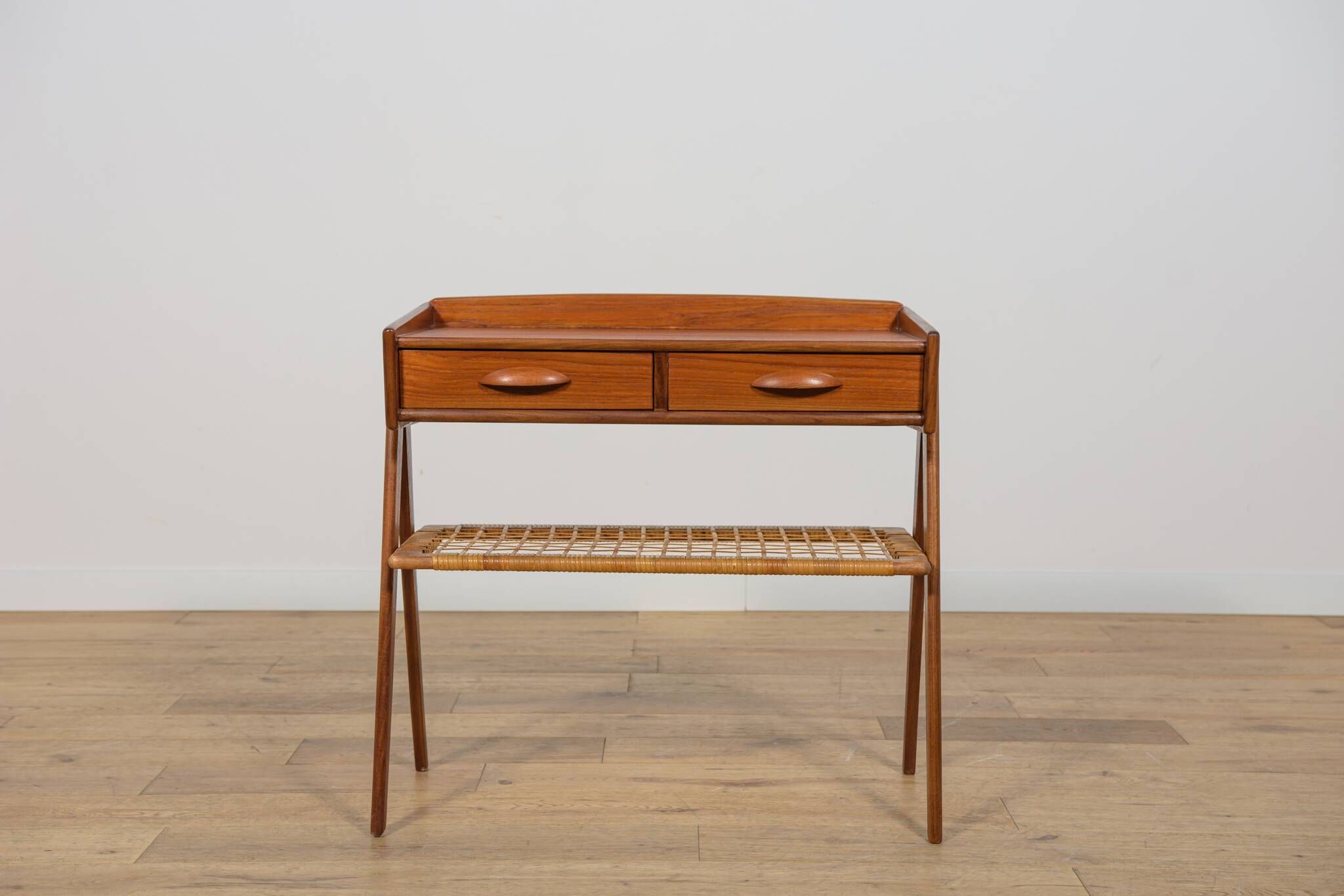 Mid Century Teak and Rattan Console Table by Søren Rasmussen, United Knigdo