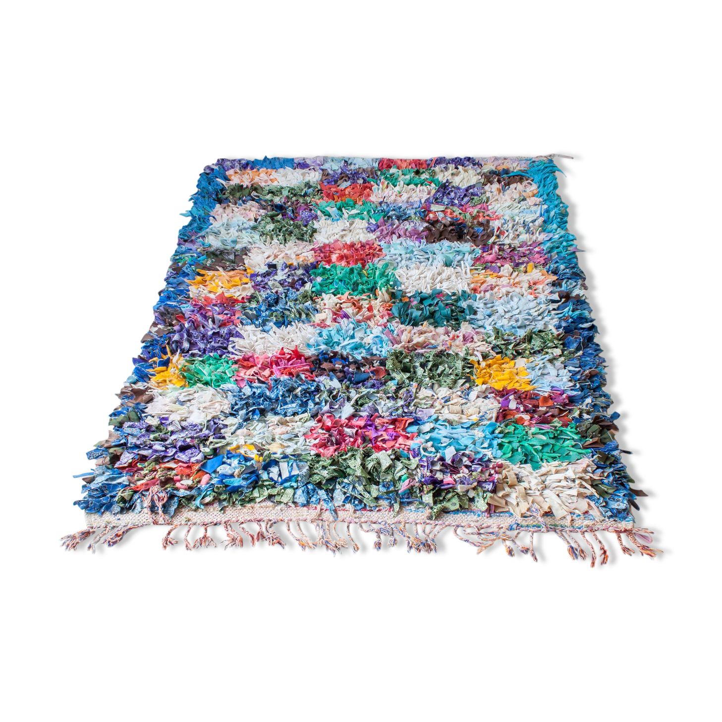 Tapis boucherouite vintage carrés  190x120cm