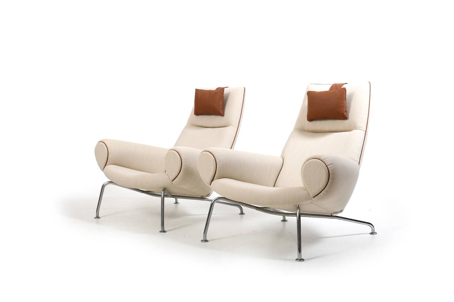 Early Pair Hans Wegner Queen Chairs by Johannes Hansen c.1960 / New Upholst