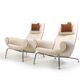 Early Pair Hans Wegner Queen Chairs by Johannes Hansen c.1960 / New Upholst