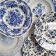 Vintage blue soup plates