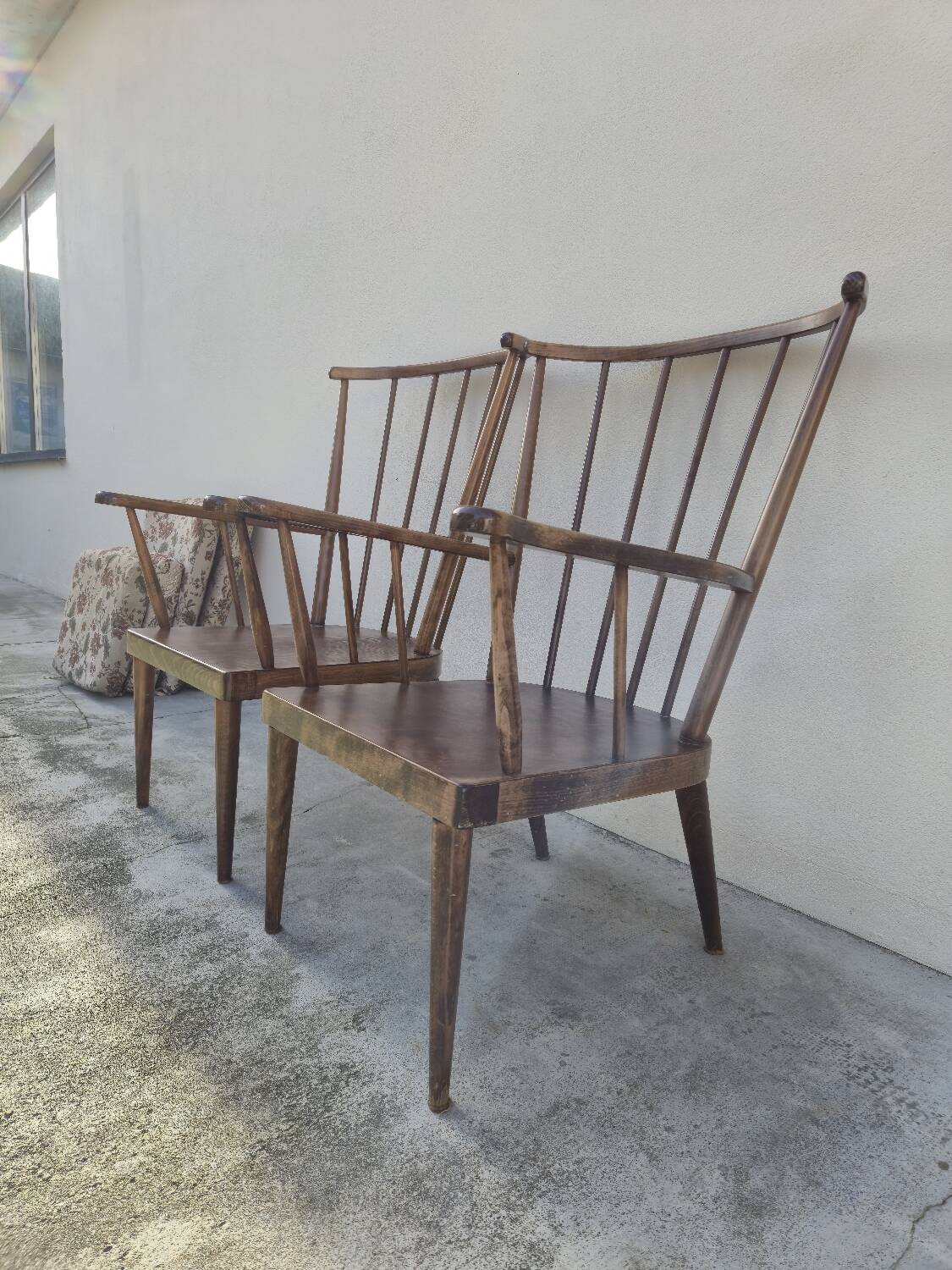 Pair of Baumann armchairs, signed, vintage Fan model