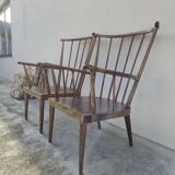 Pair of Baumann armchairs, signed, vintage Fan model