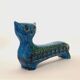 Vintage cat statue, Aldo Londi for Bitossi, Rimini blue series
