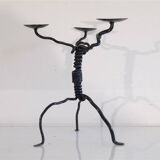 Vintage hammered iron candlestick 1970