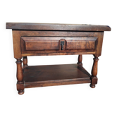 Antique solid wood side table with drawer