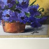 Ancient painting, still life with flowers, signed, 80s