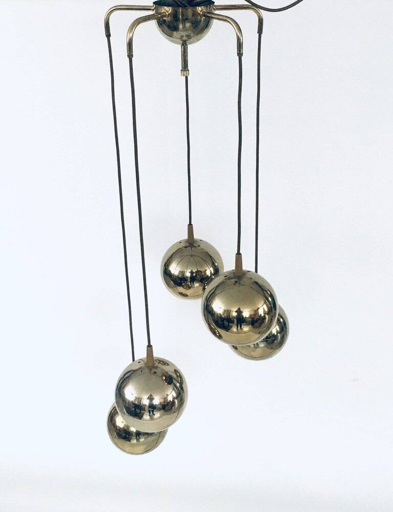 Golden Cascade 5-Ball Ceiling Lamp, Italy, 1980s