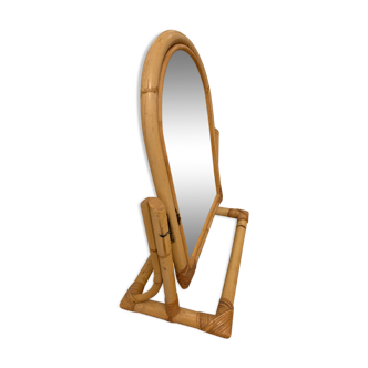 Miroir en rotin et canne de bambou - 50x37cm