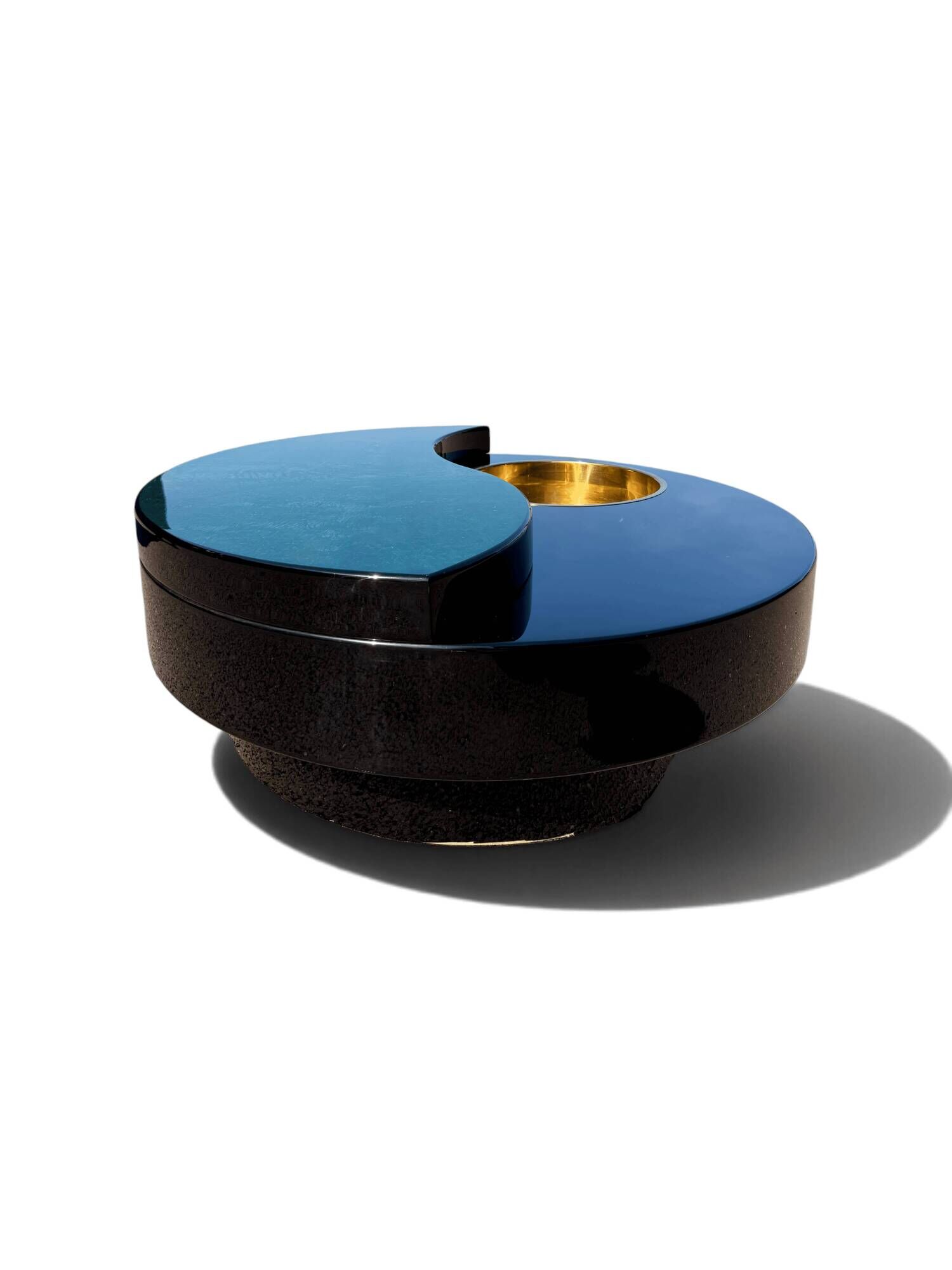 Rotating coffee table Yin Yang by Willy Rizzo, brass, 1970s