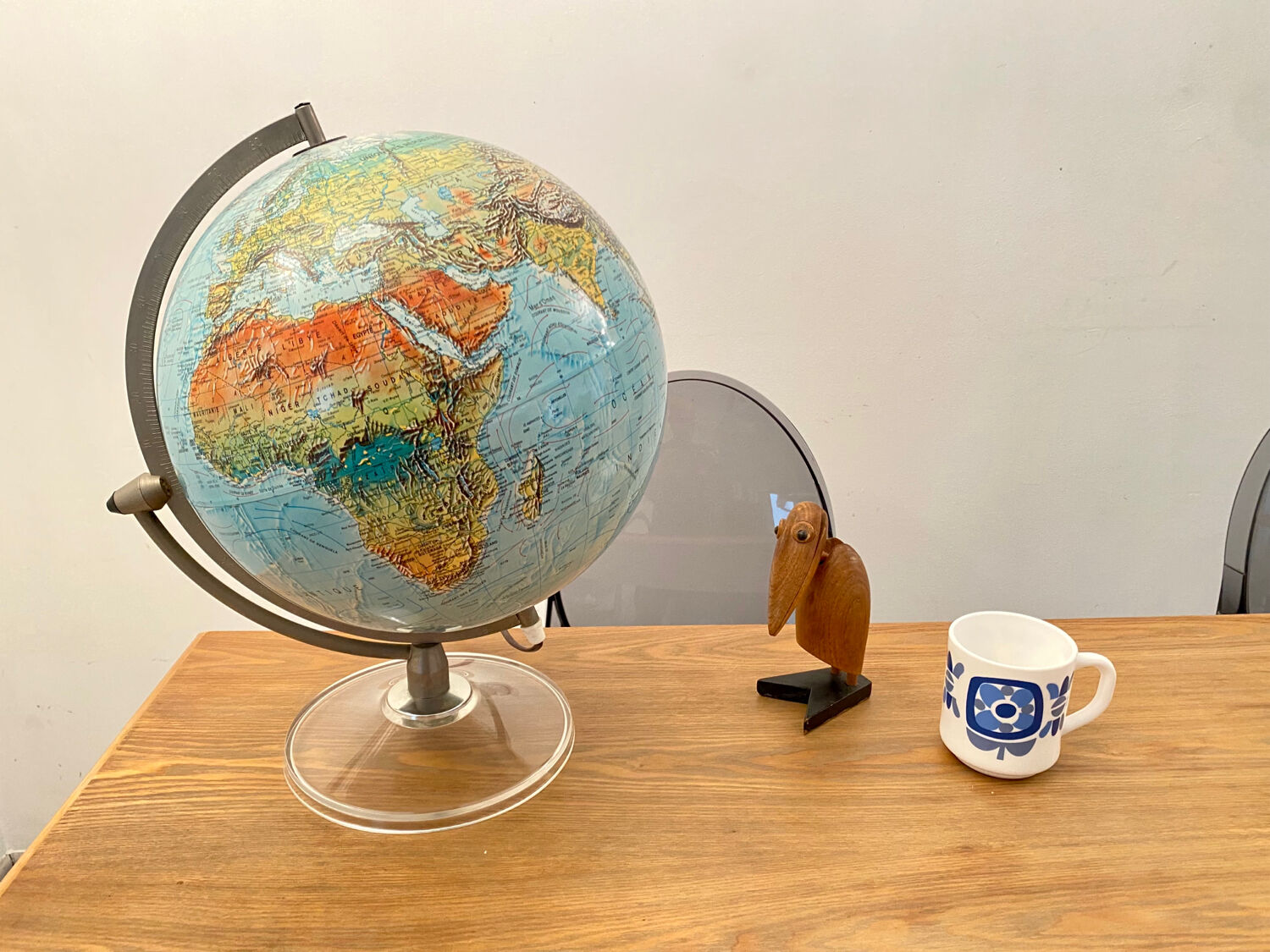 World map lamp Scan-globe Denmark vintage 1972 swivel & tiltable