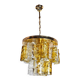 Two-tone chandelier by Zero Quattro, orange and transparent murano glass, Italy, 1970