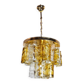 Lustre bicolore par Zero Quattro, verre de murano orange et transparent , Italie, 1970