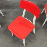 Set of 5 chairs TON Bystrice (Thonet) red and white 1960