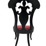 High-backed chair in wood and burgundy boiled cardboard, Napoleon III