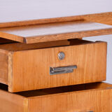 Restored Pair of Oak Writing Desks, Hynek Gottwald, Chrome, Czechia, 1930s
