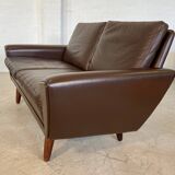 Canapé 2 places g. thams vintage rétro danois du milieu du siècle en cuir de coco des années 60