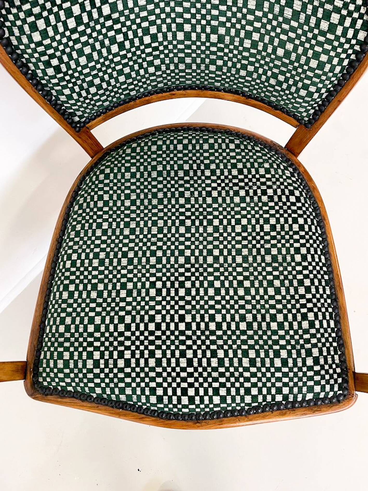 Armchair No. 715 Gustav Siegel for Kohn, Fabric and Wood, Austria, 1900s - New Upholstery