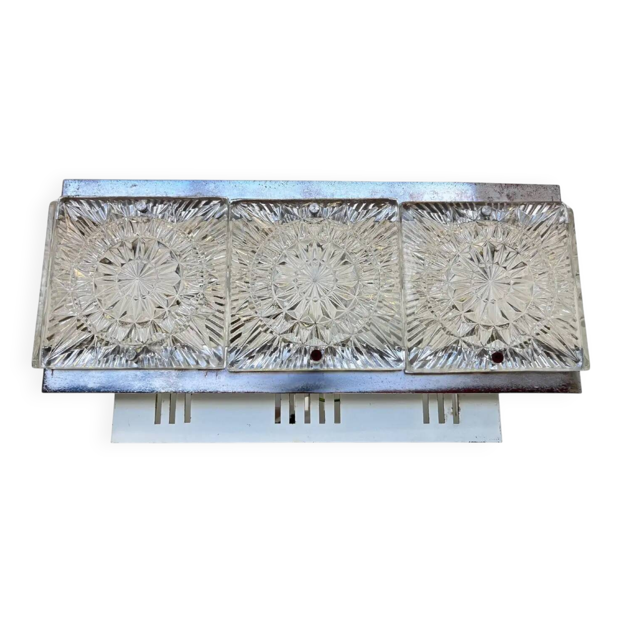 Rare glass flush mount by Kamenicky Senov, 1970s / Czechoslovakia