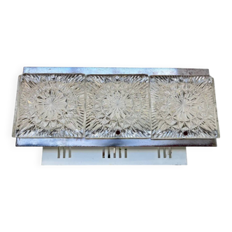 Rare glass flush mount by Kamenicky Senov, 1970s / Czechoslovakia