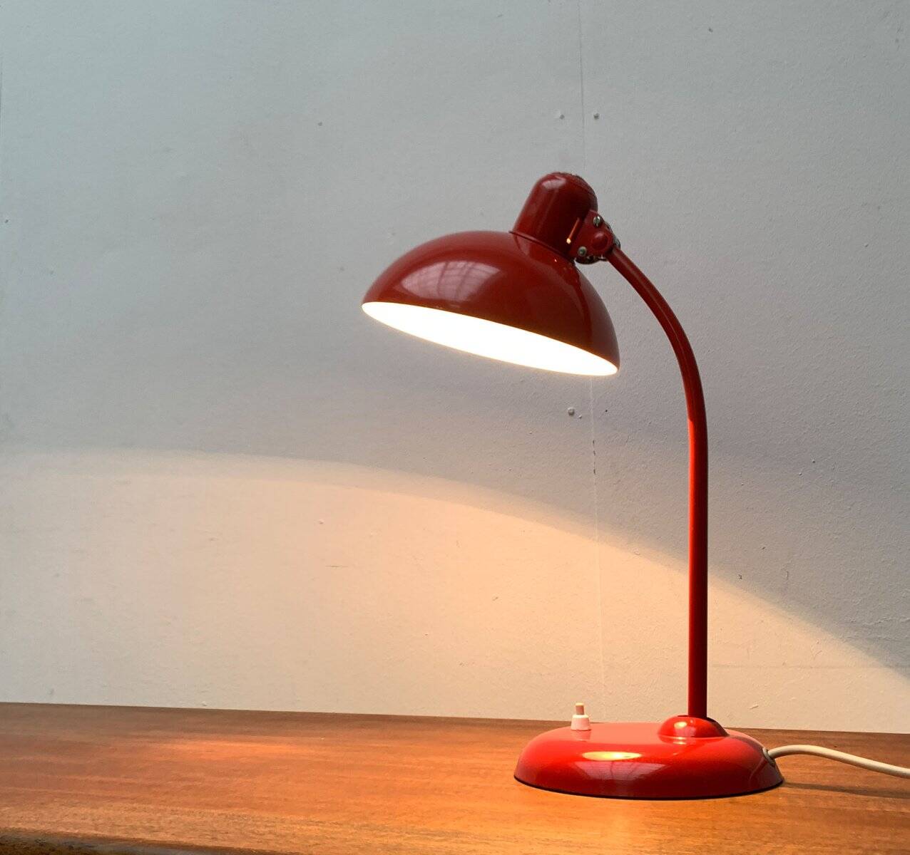 Red German table lamp mid-century 6556 by Christian Dell for Kaiser Idell, 1960s