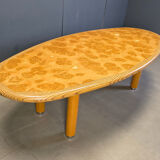 XXL dining table in burl and elm wood, 1980s