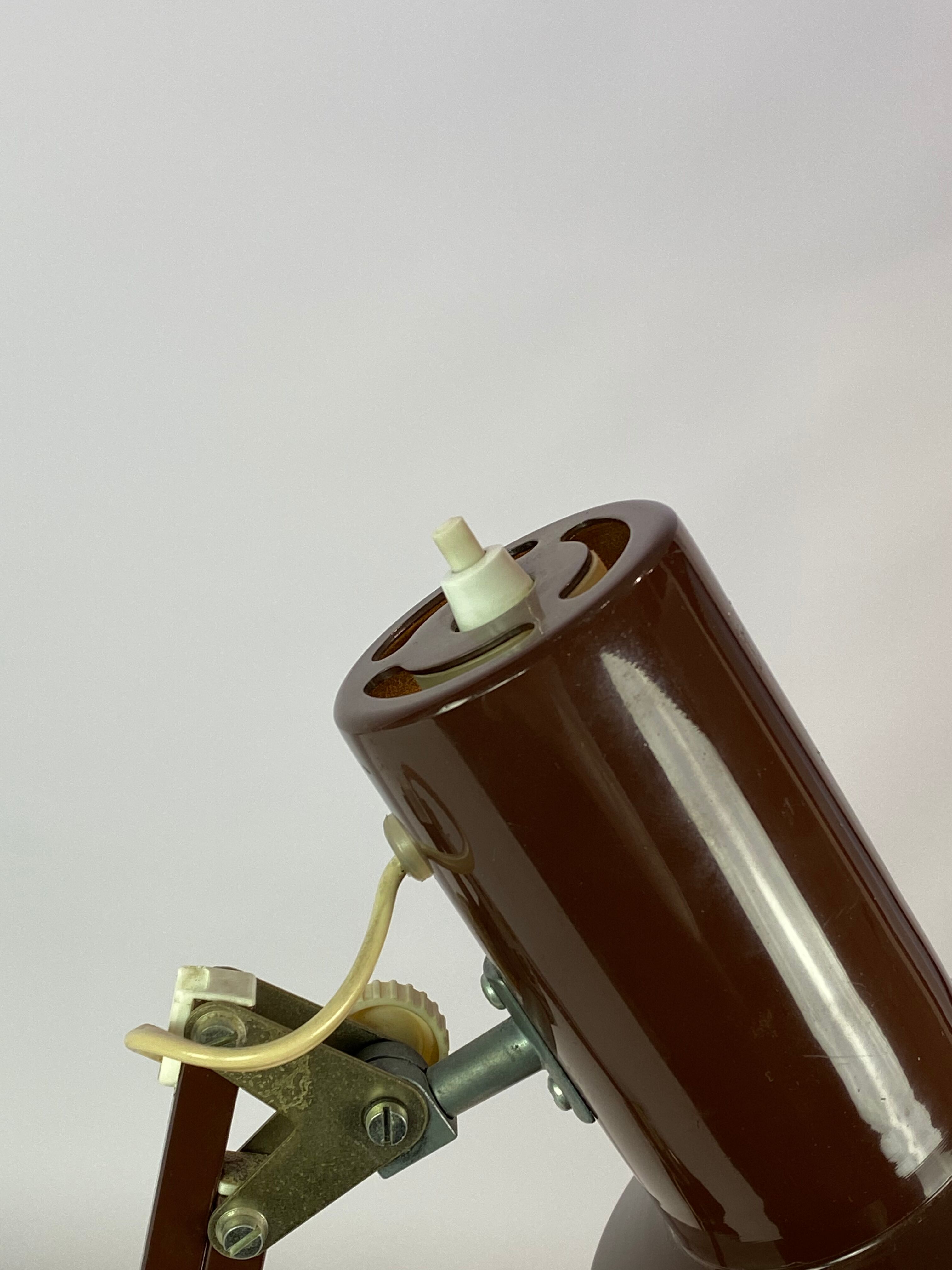 Table lamp in brown lacquered metal, of Danish design from the 1970s