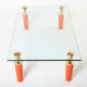 Rare coffee table lacquer orange bronze glass signed Garouste & Bonetti 1995