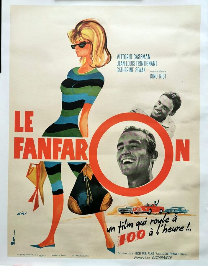 very rare original poster of 1963 in 60x80 cm The braggart Dino Risi