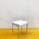 70s Minimalist Stool - White Leather & Chrome Metal